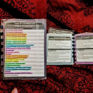 Color-coded, laminated, and bound photo cheat sheet cards